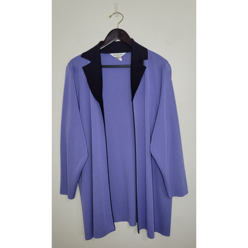 Misook Tunic Cardigan Sweater Jacket 2x Purple Open Front Knit Work Wear Mature